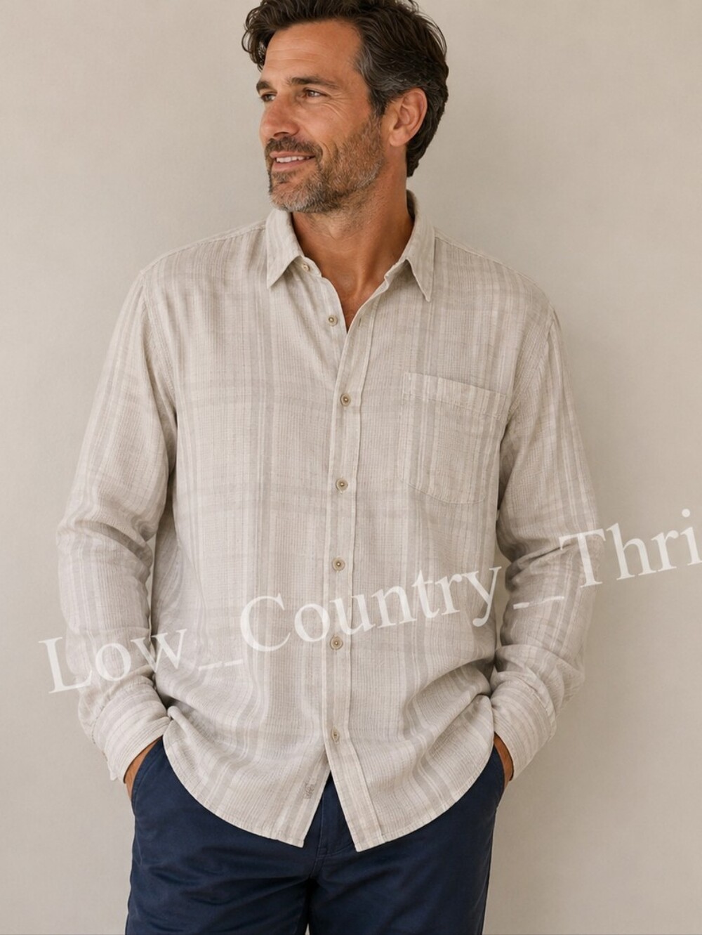 Tommy Bahama Men's XL Silk Cotton Blend Striped Shirt Long Sleeve Resort
